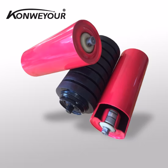 ベルトコンベヤ HDPE ナイロン プラスチック スチール 自動調心トレーニング キャリー キャリア トラフ ゴムコーティングされたディスク インパクト オフセット フラット リターン ウイング ガイド ガーランド ローラー